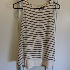 Navy blue and white fancy/ casual top